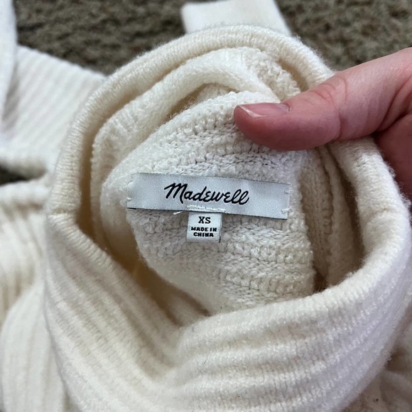 Madewell Belmont Mockneck Sweater Women's Size XS White Ribbed Wool Blend - Picture 2 of 5